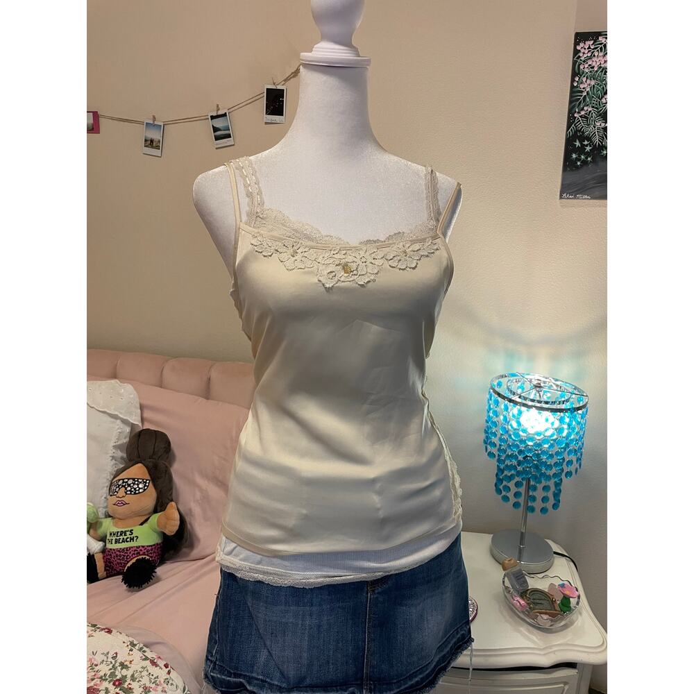 ivory beaded cami lace slip